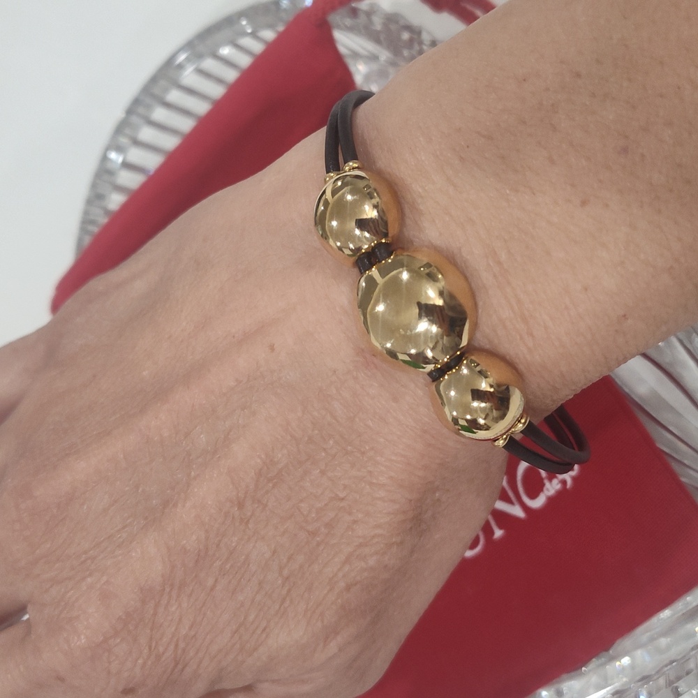 UNOde50 Leather Bracelet With 3 Large Beads